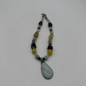 Barse Sterling Silver 925 Gemstone Necklace Smoky Quartz Amazonite Pendant
